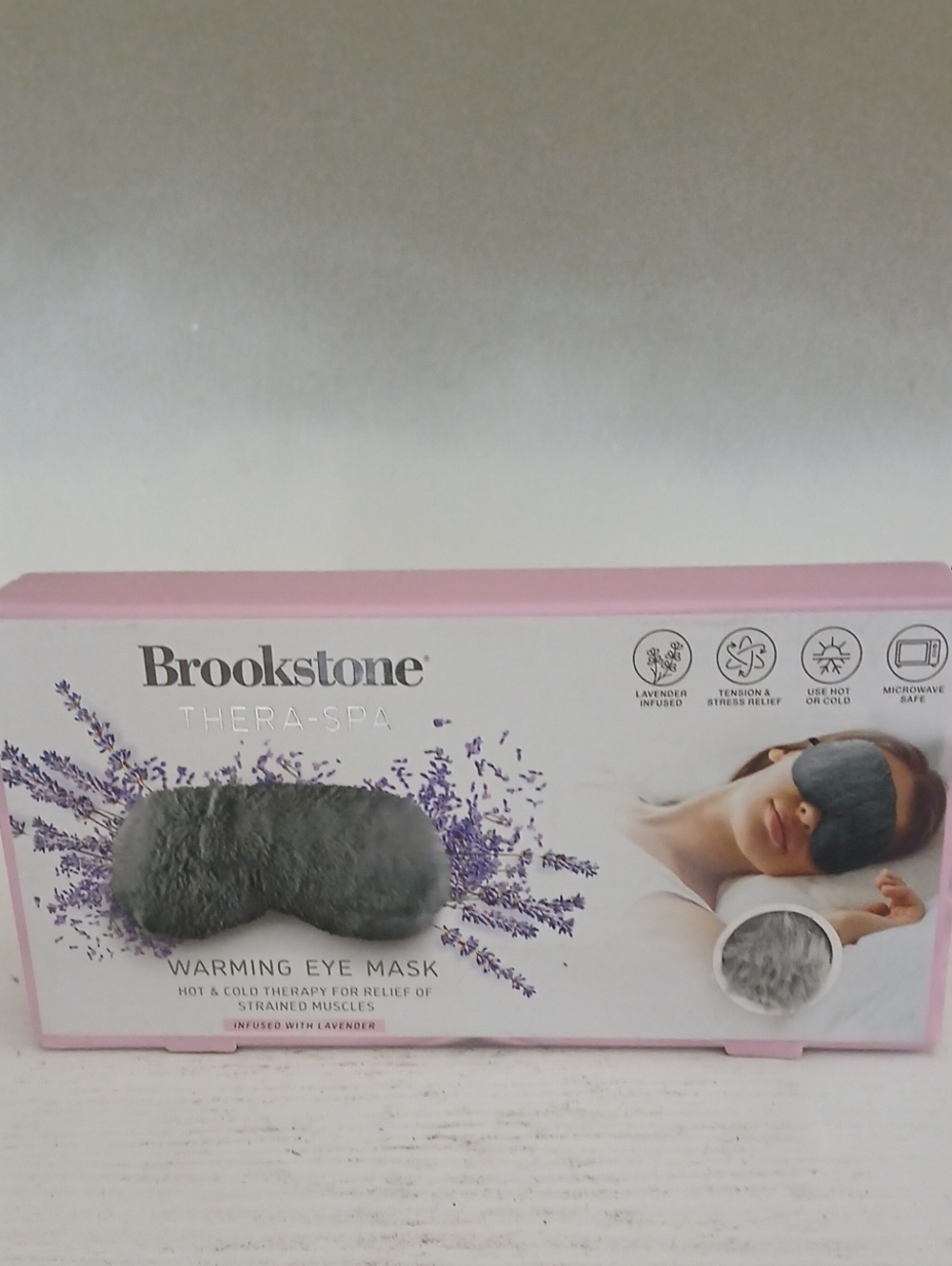 Brookstone Gray Plush Warming Eye Mask with Lavender